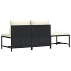 3 Piece Garden Sofa Set with Cushions Black Poly Rattan