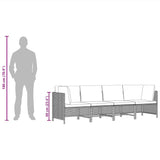 4-Seater Garden Sofa with Cushions Black Poly Rattan