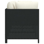 4-Seater Garden Sofa with Cushions Black Poly Rattan