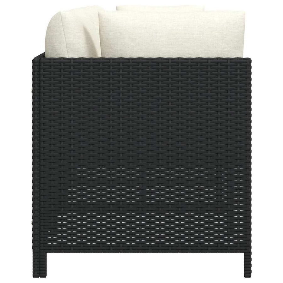 4-Seater Garden Sofa with Cushions Black Poly Rattan