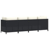 4-Seater Garden Sofa with Cushions Black Poly Rattan