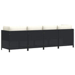 4-Seater Garden Sofa with Cushions Black Poly Rattan