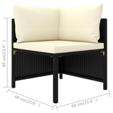 4-Seater Garden Sofa with Cushions Black Poly Rattan - Rear View