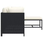 4 Piece Garden Sofa Set with Cushions Black Poly Rattan