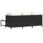 4 Piece Garden Sofa Set with Cushions Black Poly Rattan