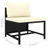 5 Piece Garden Sofa Set with Cushions Black Poly Rattan - Extra Image