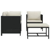 4 Piece Garden Sofa Set with Cushions Black Poly Rattan
