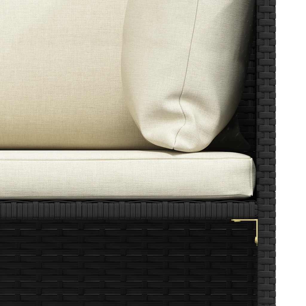 4 Piece Garden Sofa Set with Cushions Black Poly Rattan