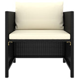 4 Piece Garden Sofa Set with Cushions Black Poly Rattan - Close-Up Angle