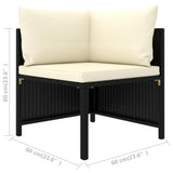 4 Piece Garden Sofa Set with Cushions Black Poly Rattan - Low Angle