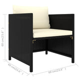4 Piece Garden Sofa Set with Cushions Black Poly Rattan - Extra Image