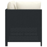 3 Piece Garden Sofa Set with Cushions Black Poly Rattan