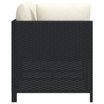 3 Piece Garden Sofa Set with Cushions Black Poly Rattan