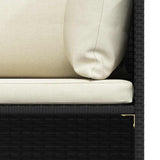 3 Piece Garden Sofa Set with Cushions Black Poly Rattan