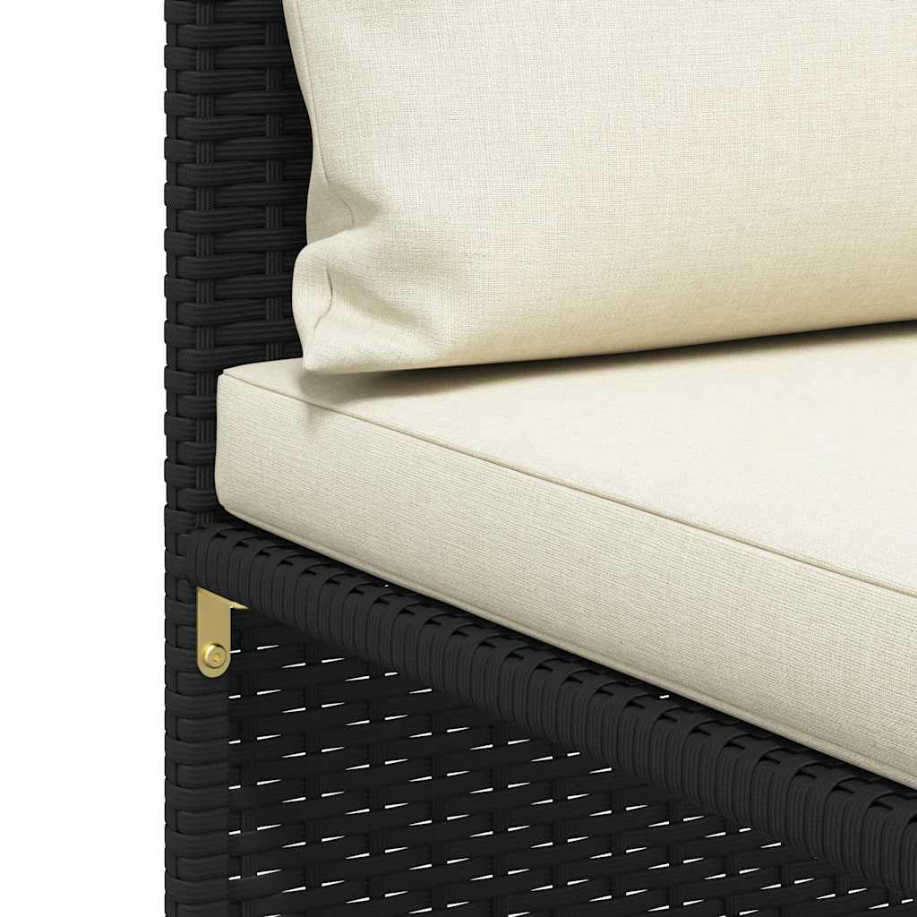 3 Piece Garden Sofa Set with Cushions Black Poly Rattan