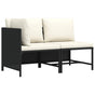 2 Piece Garden Sofa Set with Cushions Black Poly Rattan