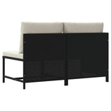 2 Piece Garden Sofa Set with Cushions Black Poly Rattan - 45-Degree Angle