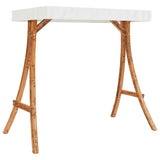 Swing Frame with Cream Roof Solid Bent Wood with Teak Finish - Front View