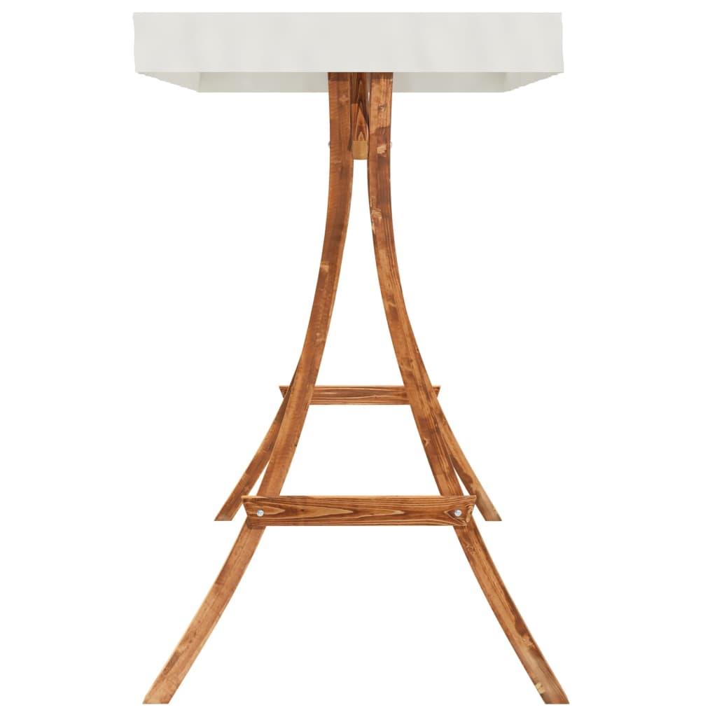 Swing Frame with Cream Roof Solid Bent Wood with Teak Finish