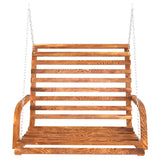 Swing Bench Solid Bent Wood with Teak Finish 126x63x92 cm - Side View