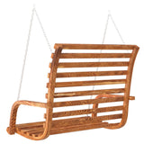 Swing Bench Solid Bent Wood with Teak Finish 126x63x92 cm - 45-Degree Angle