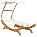 Outdoor Lounge Bed with Canopy 100x190x134 cm Solid Bent Wood Cream - Front View