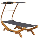 Outdoor Lounge Bed with Canopy 100x190x134 cm Solid Bent Wood Anthracite - Front View