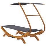 Outdoor Lounge Bed with Canopy 100x190x134 cm Solid Bent Wood Anthracite - 45-Degree Angle