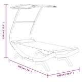 Outdoor Lounge Bed with Canopy 100x190x134 cm Solid Bent Wood Anthracite - Rear View