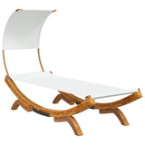 Outdoor Lounge Bed with Canopy 100x200x126 cm Solid Bent Wood Cream - Front View