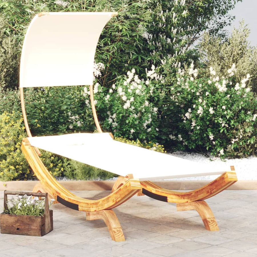 Outdoor Lounge Bed with Canopy 100x200x126 cm Cream