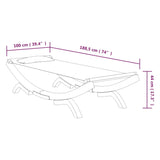 Outdoor Lounge Bed 100x188.5x44 cm Solid Bent Wood Anthracite - Rear View