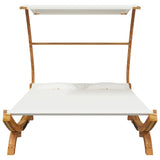 Outdoor Lounge Bed with Canopy 165x203x138 cm Solid Bent Wood Cream - Side View