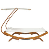 Outdoor Lounge Bed with Canopy 165x203x138 cm Solid Bent Wood Cream - Top-Down View