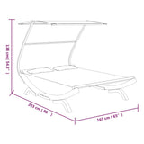 Outdoor Lounge Bed with Canopy 165x203x138 cm Solid Bent Wood Cream - Rear View