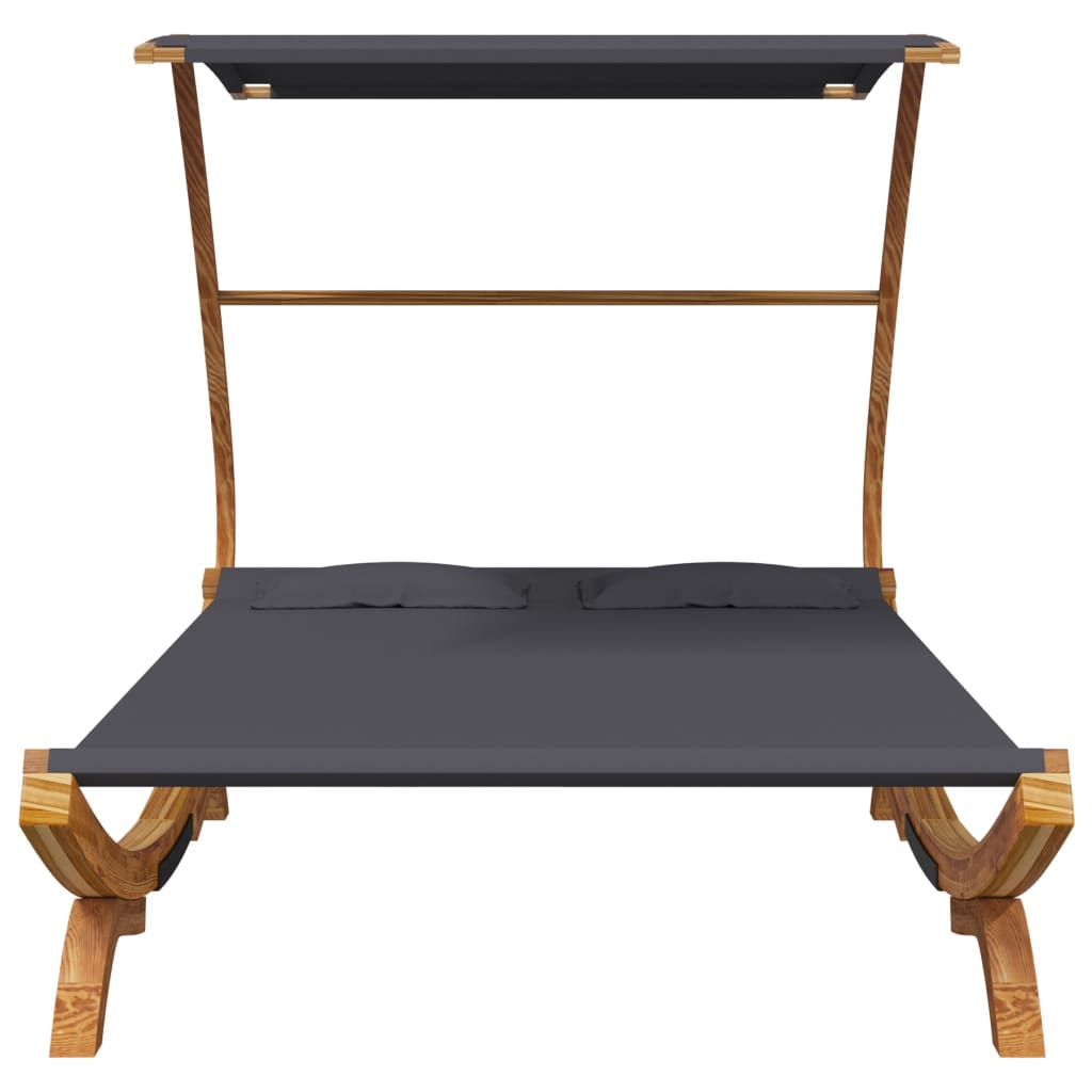 Outdoor Lounge Bed with Canopy 165x203x138 cm Solid Bent Wood Anthracite