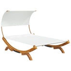 Outdoor Lounge Bed with Canopy 165x203x126 cm Solid Bent Wood Cream