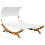Outdoor Lounge Bed with Canopy 165x203x126 cm Solid Bent Wood Cream - Front View