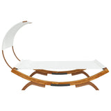 Outdoor Lounge Bed with Canopy 165x203x126 cm Solid Bent Wood Cream - Top-Down View