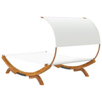 Outdoor Lounge Bed with Canopy 165x203x126 cm Solid Bent Wood Cream