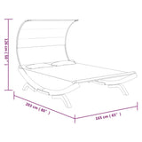 Outdoor Lounge Bed with Canopy 165x203x126 cm Solid Bent Wood Cream