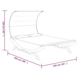 Outdoor Lounge Bed with Canopy 165x203x126 cm Solid Bent Wood Cream - Rear View