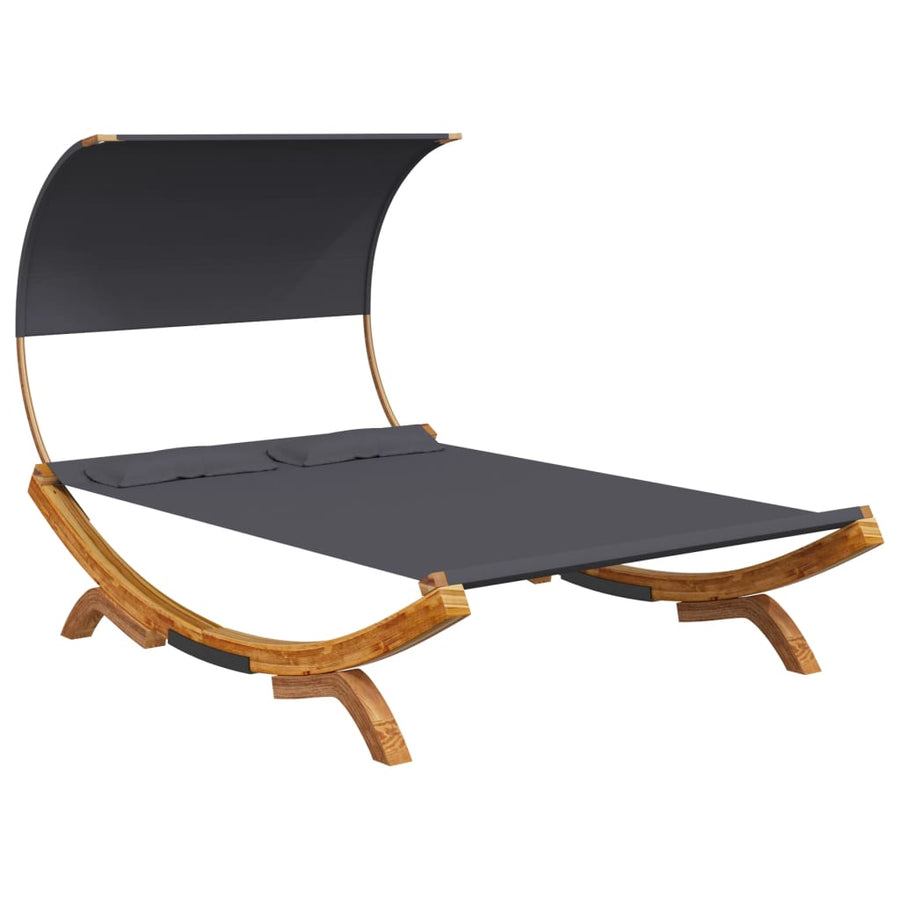 Outdoor Lounge Bed with Canopy 165x203x126cm Anthracite