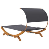 Outdoor Lounge Bed with Canopy 165x203x126cm Solid Bent Wood Anthracite - 45-Degree Angle