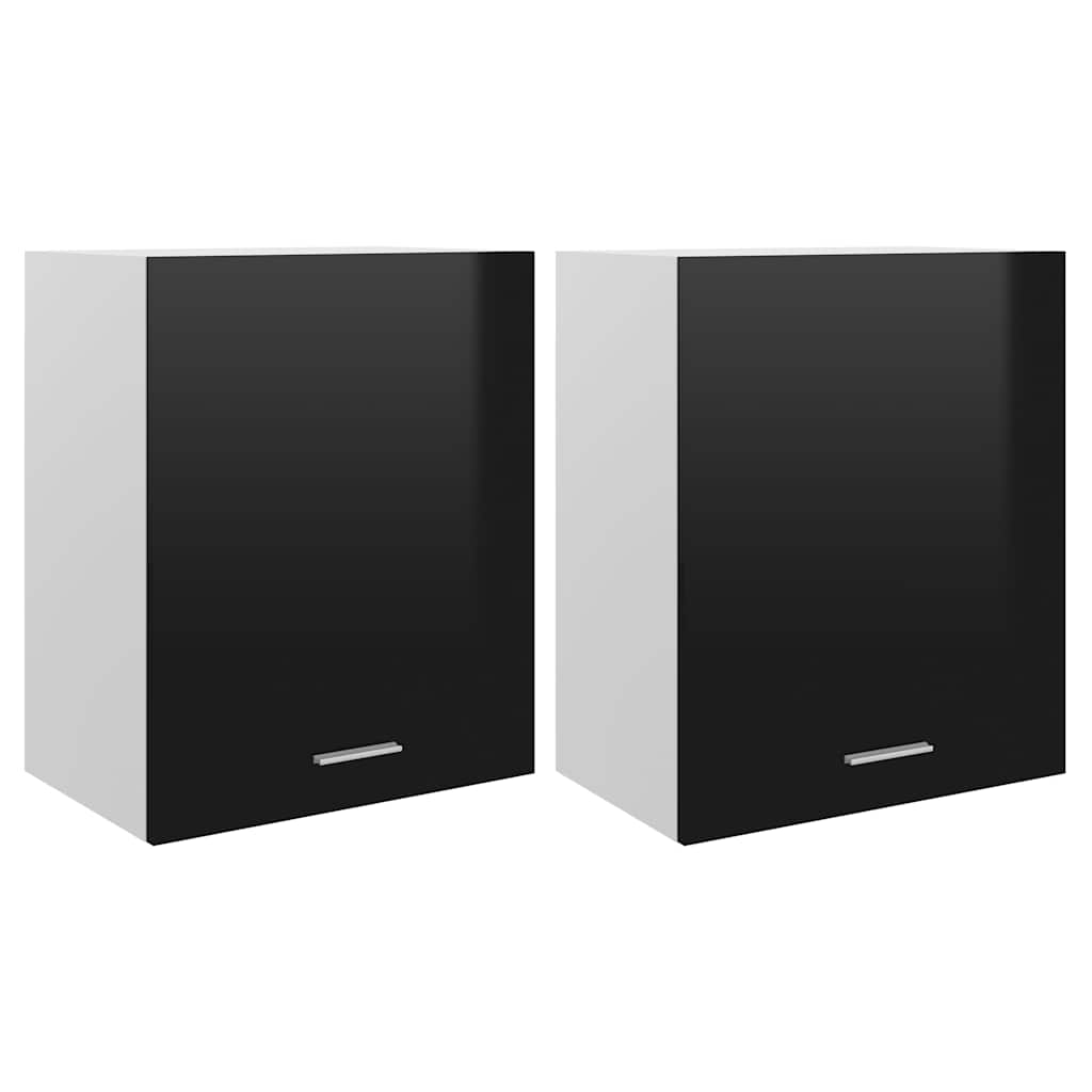 Hanging Cabinet Lyons 2 pcs High Gloss Black 50x31x60 cm Engineered Wood
