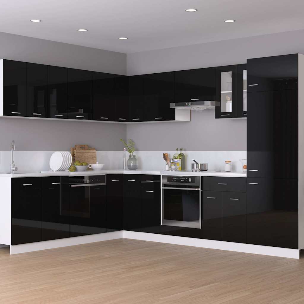 Hanging Cabinet Lyons 2 pcs High Gloss Black 50x31x60 cm Engineered Wood