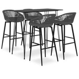 5 Piece Bar Set Black and Grey