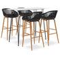 5 Piece Bar Set White and Black