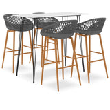 5 Piece Bar Set White and Grey