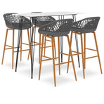 5 Piece Bar Set White and Grey